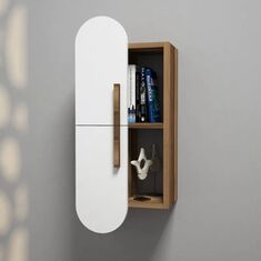 Stewehome Ράφι τοίχου Καρυδιά / Λευκό 35x22x80 cm 251967 |  Βιβλιοθήκες στο espiti
