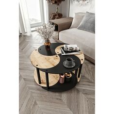 Stewehome Σετ 4 Τραπεζάκια Σαλονιού με Γεωμετρικό Σχεδιασμό &amp; Κυκλική Διάταξη 70x70x38 cm 202203 |  Τραπεζάκια σαλονιού στο espiti