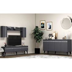 Stewehome Σετ Έπιπλο Τηλεόρασης Defne Ανθρακί Ασημί 150x40x80 cm 548566 |  Φοιτητικα Πακετα στο espiti