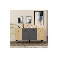 Stewehome Μπουφές Σαφίρ Δρυς Ανθρακί 150x40x79 cm 939786 |  Βιτρίνες - Έπιπλα εισόδου στο espiti