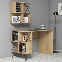 Stewehome Γραφείο μελέτης με ράφι τοίχου Δρυς 120x60x79 cm 949818 |  Γραφεία στο espiti