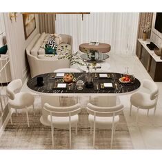 Stewehome Σετ Τραπεζαρίας με 6 Καρέκλες Μαύρο Μάρμαρο 80x160 cm 702912 |  Σετ τραπεζαρίες στο espiti