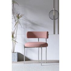 Stewehome Μεταλλική καρέκλα κουζίνας σε ματ ασημί χρώμα ροζ 45x46x83 cm 955582 |  Καρέκλες στο espiti