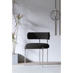 Stewehome Ματ ασημί μεταλλική μαύρη καρέκλα 45x46x83 cm 108990 |  Καρέκλες στο espiti