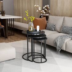 Stewehome Σετ βοηθητικών τραπεζιών 3 τεμ μεταλλική βάση &amp; μάρμαρο 977986 |  Τραπεζάκια βοηθητικά στο espiti