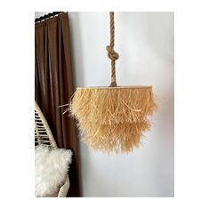 Stewehome Φωτιστικό Οροφής Ράφια Μποέμ με Σχοινί 40x45x45 cm 310163 |  Οροφής στο espiti