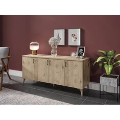 Stewehome Μπουφές με 4 πόρτες κομψός για κάθε χώρο 140x40x65 cm 562439 |  Βιτρίνες - Έπιπλα εισόδου στο espiti