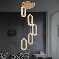 Stewehome Eleni κρεμαστό φωτιστικό LED 5 φώτων τριών χρωμάτων ρυθμιζόμενο χρυσό 40x90x90 cm 116164 |  Οροφής στο espiti