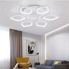 Stewehome 3 Ρεύματα LED Λευκό Πλαφόνιερ 6 Λαμπτήρων Μοντέρνο Φωτιστικό 60x10 cm 679756 |  Οροφής στο espiti