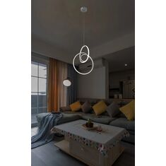 Stewehome Μοντέρνο led κρεμαστό φωτιστικό οροφής λευκό με διπλό σχήμα κύκλου 30x40x110 cm 646922 |  Οροφής στο espiti