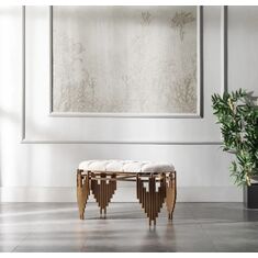 Stewehome Μεταλλικό Πουφ με Επικάλυψη-λευκό 100cm x 100x45x45 cm 649136 |  Βιτρίνες - Έπιπλα εισόδου στο espiti