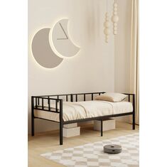 Stewehome Zenit Μεταλλικό Κρεβάτι Daybed με Κάγκελα Μαύρο 100x200 cm 419493 |  Παιδικά έπιπλα στο espiti