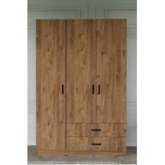 Stewehome Ντουλάπα 3 Πόρτες με 2 Συρτάρια Καρύδι 120x45x180 cm 737918 |  Ντουλάπες ρούχων στο espiti