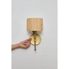 Stewehome Boho Ραφία Οβάλ Χειροποίητο Led Απλίκ Εσκιτμέ Gold 24x30x30 cm 778126 |  Απλίκες στο espiti