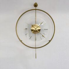 Stewehome Μοντέρνο μεταλλικό ρολόι τοίχου με διαφανή σχεδίαση σε χρυσή απόχρωση 50x75 cm 423339 |  Ρολόγια στο espiti