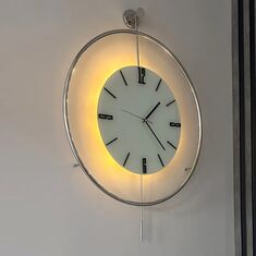 Stewehome Μεταλλικό ρολόι τοίχου LED με εκκρεμές και χρωμιωμένο φινίρισμα 50x75 cm 817437 |  Ρολόγια στο espiti