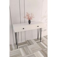 Stewehome Λευκή Κονσόλα Εισόδου με 2 Συρτάρια 110x32.5x88 cm 762627 |  Βιτρίνες - Έπιπλα εισόδου στο espiti