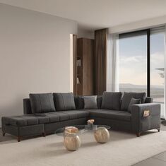 Stewehome Γωνιακός Καναπές Σαλονιού Ανθρακί Μοντέρνος 286x90x81 cm 217908 |  Καναπέδες γωνιακοί στο espiti