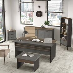 Stewehome Σετ επίπλων γραφείου 5 τεμαχίων ανθρακί γκρι 180x89.5x75 cm 315873 |  Γραφεία στο espiti
