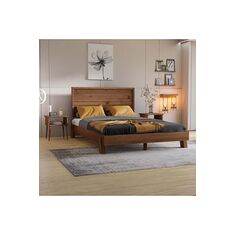 Stewehome Ξύλινο Κρεβάτι Ebruli Πεύκου Χρώμα Καρυδιά 100x200x13 cm 668951 |  Κρεβάτια στο espiti