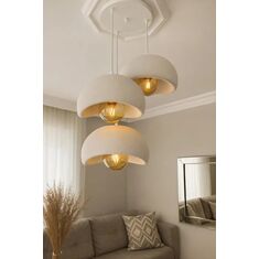 Stewehome Κρεμαστό Φωτιστικό 3 Φώτων με Όψη Μπετόν Boho Μοντέρνο Ρουστίκ -Λευκό 29x17 cm 604397 |  Οροφής στο espiti