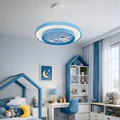 Stewehome Παιδικό Κρεμαστό Φωτιστικό Astronot Διπλό Μπλε LED με Τηλεχειρισμό 40x40 cm 195870 |  Οροφής στο espiti
