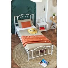 Stewehome Bella μονό μεταλλικό κρεβάτι λευκό κλασικής αισθητικής 90x190 cm 437771 |  Κρεβάτια στο espiti