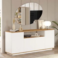 Μπουφές Placefol pakoworld μελαμίνης λευκό-φυσικό 180x44.5x75εκ |  Μπουφέδες στο espiti