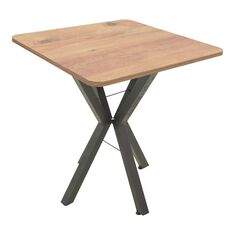 Τραπέζι Prestone pakoworld oak μελαμίνης-μαύρο μέταλλο 70x70x75εκ |  Τραπέζια στο espiti