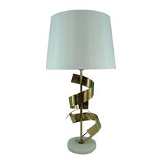 Επιτραπέζιο φωτιστικό Lighted Inart Ε27 χρυσό μέταλλο-λευκό ύφασμα Φ35x70εκ |  Επιτραπέζια στο espiti