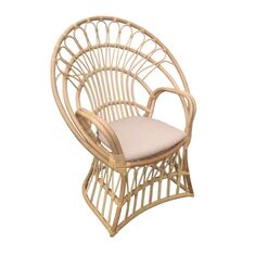 Πολυθρόνα Boloni Inart με μπεζ μαξιλάρι-φυσικό rattan 96x70x120εκ |  Πολυθρόνες κήπου στο espiti