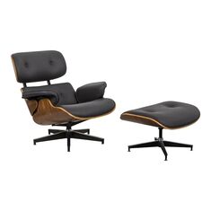 Πολυθρόνα-υποπόδιο relax Jenna pakoworld μαύρο pu- plywood καρυδί-βάση χρωμίου 82x92x82εκ |  Πολυθρόνες σαλονιού στο espiti