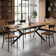 Τραπέζι Jessamy pakoworld επεκτεινόμενο MDF 43mm σε φυσική απόχρωση και πόδι μεταλλικό μαύρο 160/200x90x76εκ |  Τραπέζια στο espiti