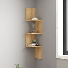 Ραφιέρα γωνιακή τοίχου Insta pakoworld σε oak απόχρωση 25x25x105,5εκ |  Ραφιέρες τοίχου στο espiti