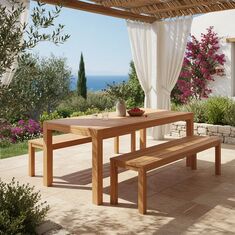 Τραπέζι Vocaly pakoworld teak ξύλο σε φυσική απόχρωση 200x100x75εκ |  Τραπέζια κήπου στο espiti