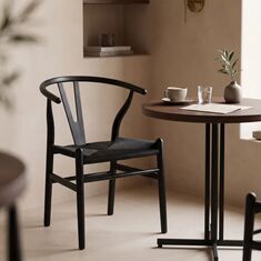 Καρέκλα Wishbone pakoworld rubberwood-σχοινί σε μαύρη απόχρωση 53.5x57x74εκ |  Καρέκλες στο espiti