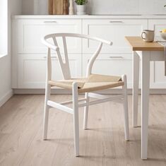 Καρέκλα Wishbone pakoworld rubberwood-σχοινί σε λευκή απόχρωση 53.5x57x74εκ |  Καρέκλες στο espiti