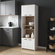 Ντουλάπα κουζίνας Rowan pakoworld σε λευκή-sonoma απόχρωση 60x42x182εκ |  Ντουλάπια στο espiti