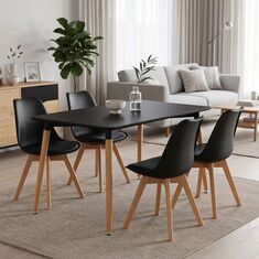 Τραπέζι Natali pakoworld μαύρο MDF με πόδια σε φυσική απόχρωση 120x80x76εκ |  Τραπέζια στο espiti