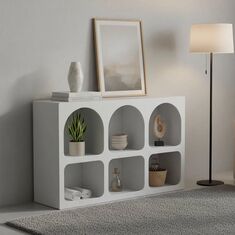 Μπουφές Emersi pakoworld με ράφια mdf σε λευκή απόχρωση 120x35x76εκ |  Μπουφέδες στο espiti