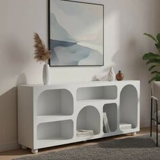 Μπουφές Emersi pakoworld με ράφια mdf σε λευκή απόχρωση 164x34x76εκ |  Μπουφέδες στο espiti
