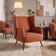 Πολυθρόνα Mareta pakoworld terracotta ύφασμα με πόδι σε μαύρη απόχρωση 83x80x99εκ |  Πολυθρόνες σαλονιού στο espiti