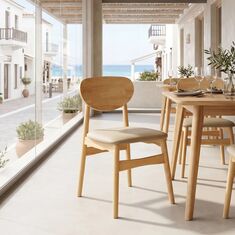 Καρέκλα Cardith pakoworld rubberwood-plywood σε φυσική απόχρωση-pu μπεζ 48x51x78εκ |  Καρέκλες στο espiti