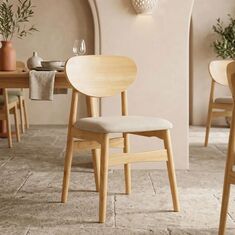 Καρέκλα Cardith pakoworld rubberwood-plywood σε φυσική απόχρωση-ύφασμα γκρι-μπεζ 48x51x78εκ |  Καρέκλες στο espiti
