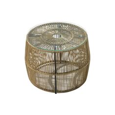 Τραπέζι Adela pakoworld pe wicker-γυαλί σε φυσική απόχρωση Φ47x38εκ |  Τραπέζια κήπου στο espiti