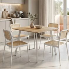 Τραπέζι Squaro pakoworld sonoma mdf με λευκά μεταλλικά πόδια 80x80x75εκ |  Τραπέζια στο espiti