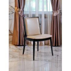 Stewehome Deon καρέκλα τραπεζαρίας επενδυμένη εκρού με μαύρο σκελετό μοντέρνα 60x48x91.5 cm 452939 |  Καρέκλες στο espiti