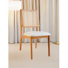 Stewehome Vitra καρέκλα τραπεζαρίας με ψάθινη πλάτη δρυς με λευκό κάθισμα μοντέρνα 50x52x85 cm 433807 |  Καρέκλες στο espiti