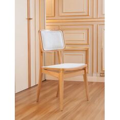 Stewehome Loren καρέκλα τραπεζαρίας ξύλινη φυσική με μπεζ ύφασμα 45x45x90 cm 804174 |  Καρέκλες στο espiti