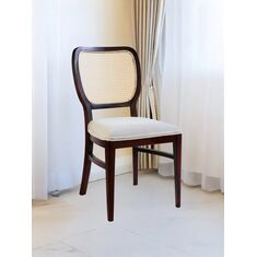 Stewehome Eyfel καρέκλα τραπεζαρίας καρυδί με πλάτη rattan και εκρού κάθισμα 58x50x99 cm 649463 |  Καρέκλες στο espiti